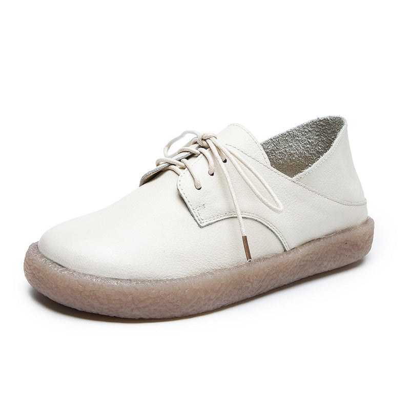 Genuine Pumps Autumn Lazy Broad First Layer Cowhide Soft Casual Shoes