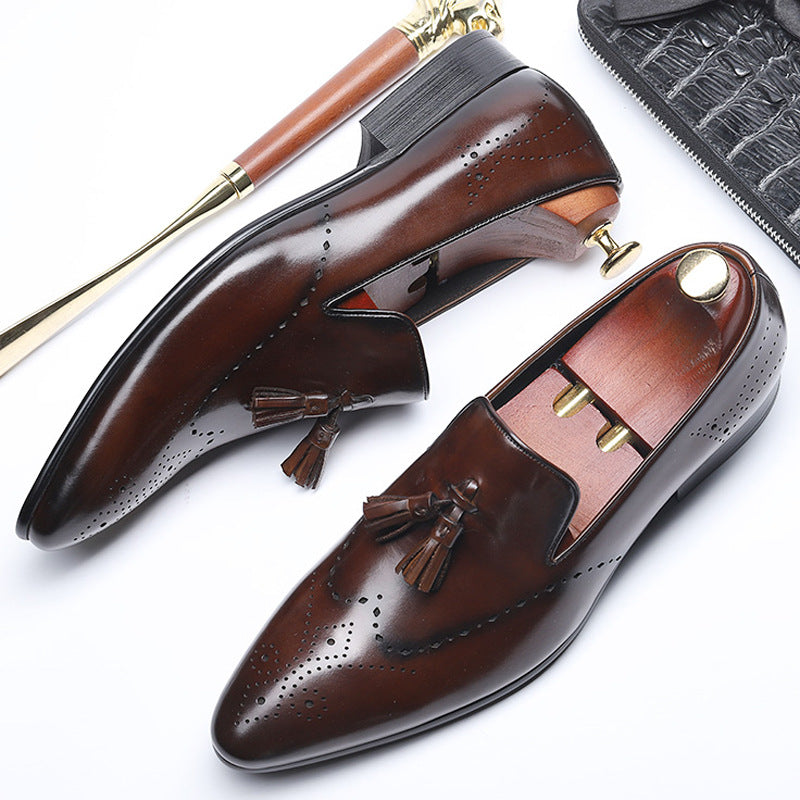Men's Formal Wear Tassel Slip-on Business Pointed Leather Shoes