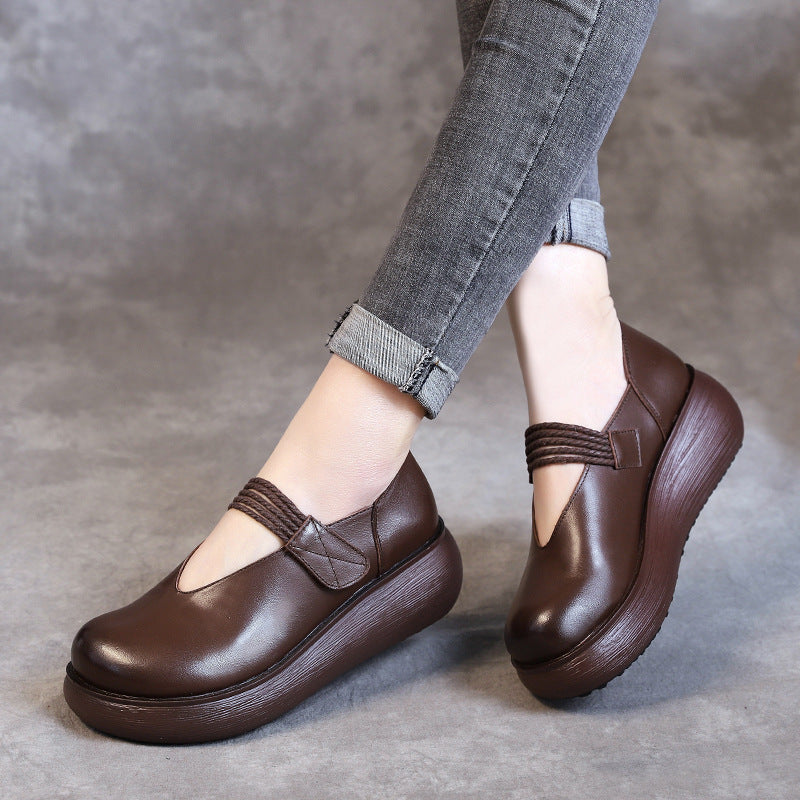 Women's Platform Velcro Retro Ethnic Style Pumps Casual Shoes