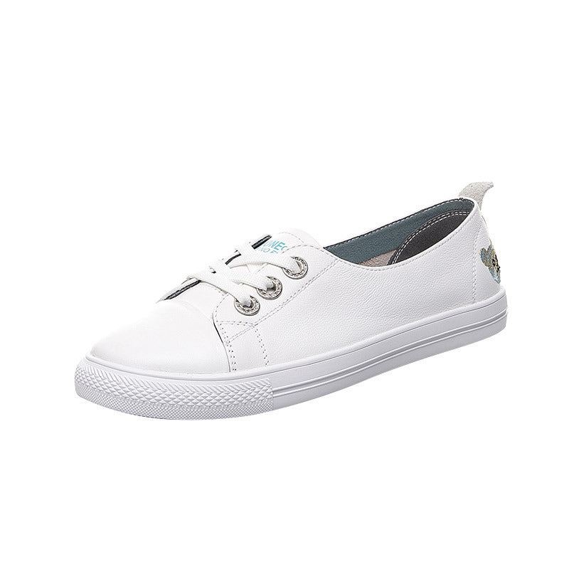Trendy Women's White Korean Basic Flat Sneakers