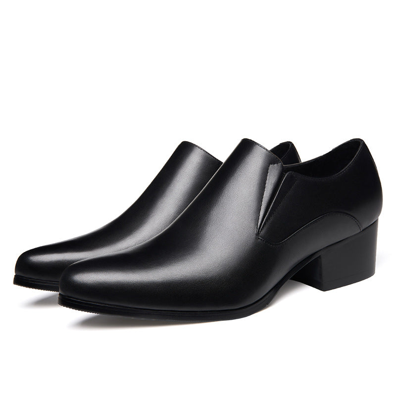 Men's Top Layer Cowhide Trend Hight Increasing Leather Shoes