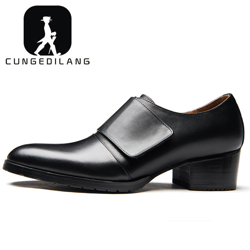 Men's Breathable High Small Size Color Matching Leather Shoes