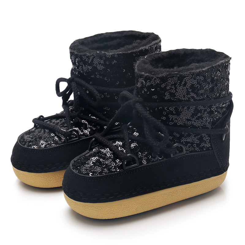 Children's Winter Warm With Veet Sequins Ski Snow Boots