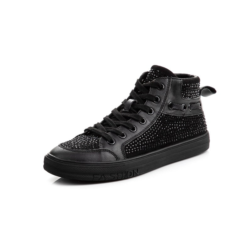 Women's Autumn Cowhide Easy Wear Rhinestone Soft Casual Shoes
