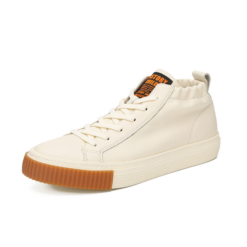 Men's Simple Pumps Solid Color Cowhide Durable Casual Shoes