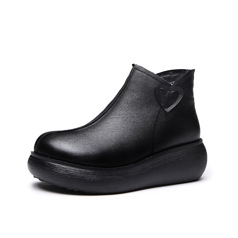 Women's Retro Platform Muffin Soft Bottom Side Zip Women's Shoes