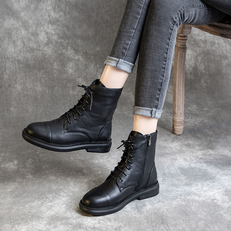 Women's Handmade First Layer Cowhide Booties Martin Boots