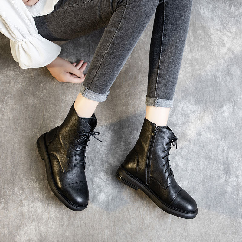 Women's Handmade First Layer Cowhide Booties Martin Boots