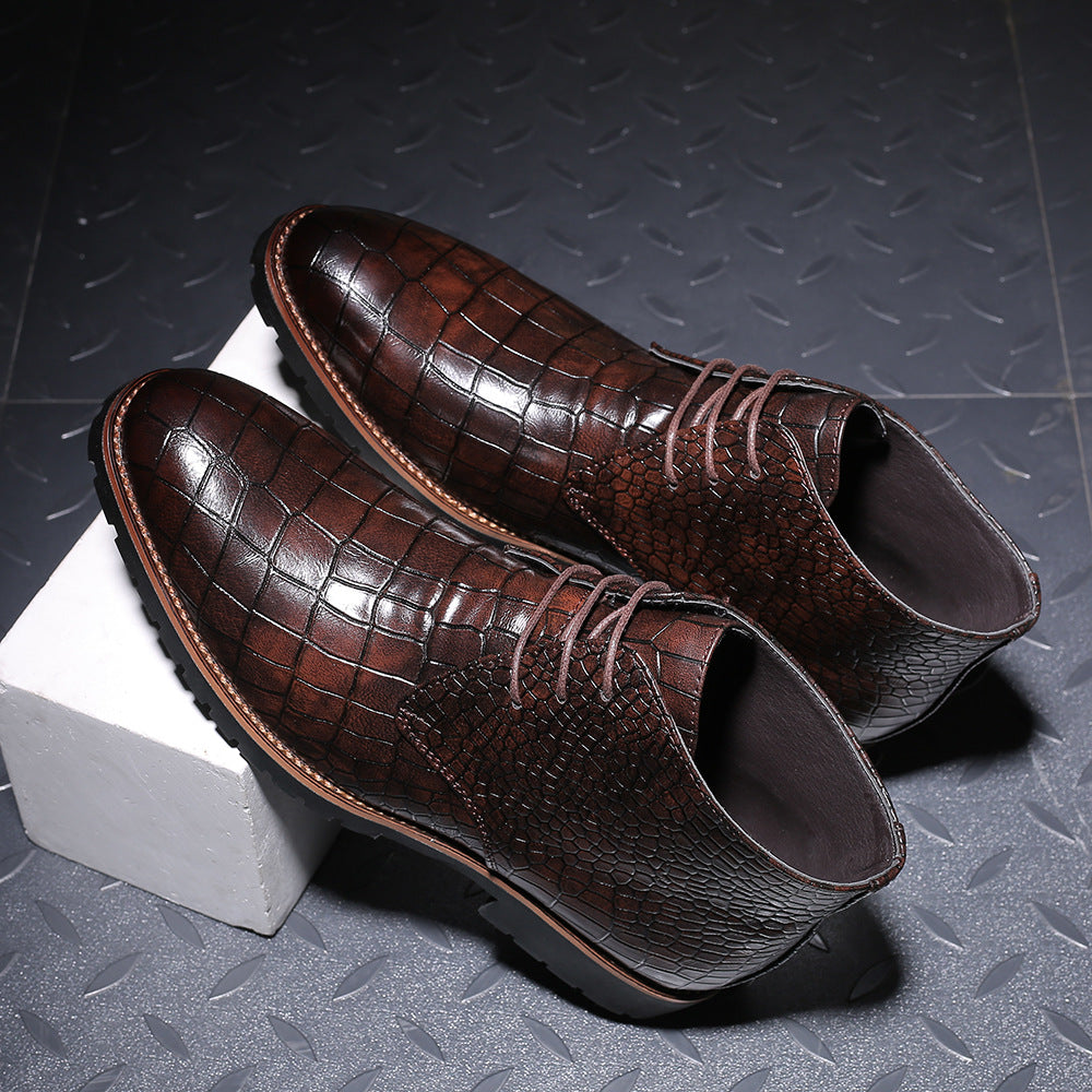 Men's Pointed Toe Front Breathable Mid Plus Boots