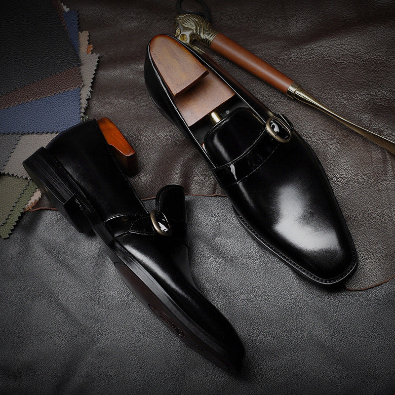 Men's Business Cowhide Square Toe Breathable Wearable Leather Shoes