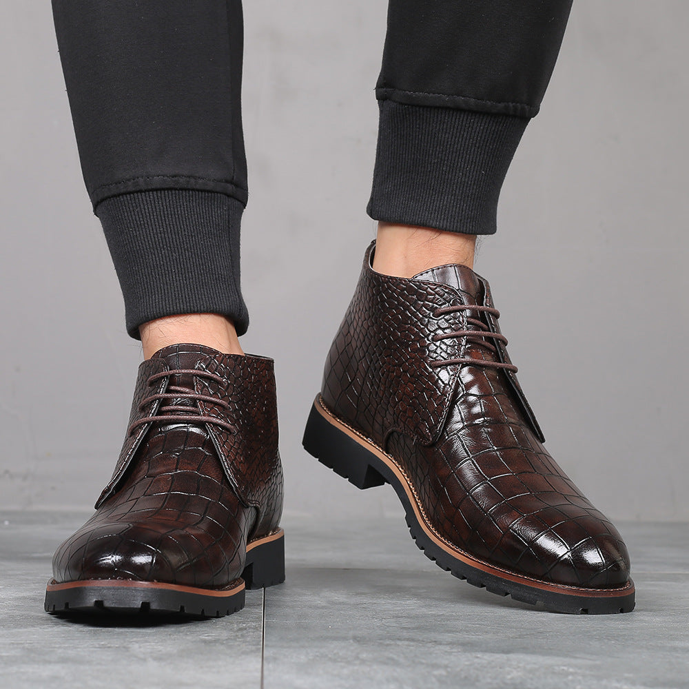 Men's Pointed Toe Front Breathable Mid Plus Boots
