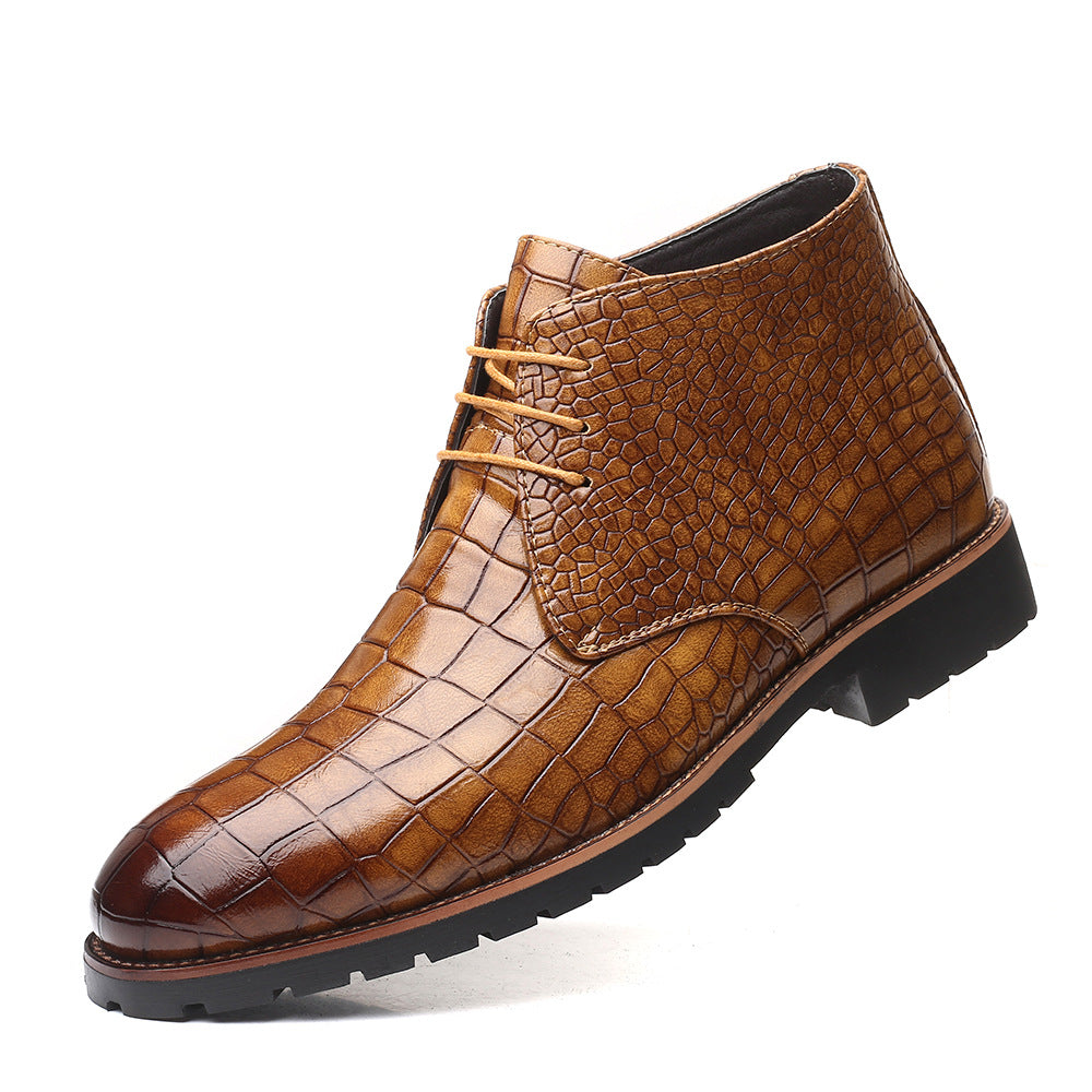 Men's Pointed Toe Front Breathable Mid Plus Boots