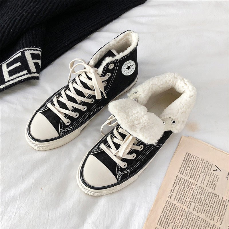 Men's Comfortable Winter Fleece-lined Warm Trendy Canvas Shoes