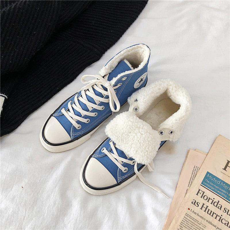Men's Comfortable Winter Fleece-lined Warm Trendy Canvas Shoes