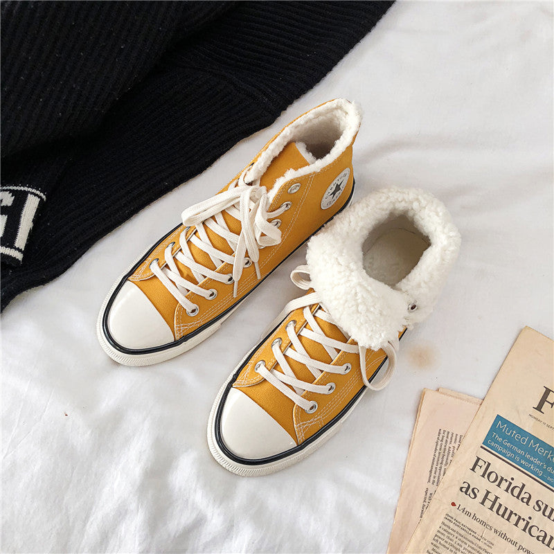 Men's Comfortable Winter Fleece-lined Warm Trendy Canvas Shoes