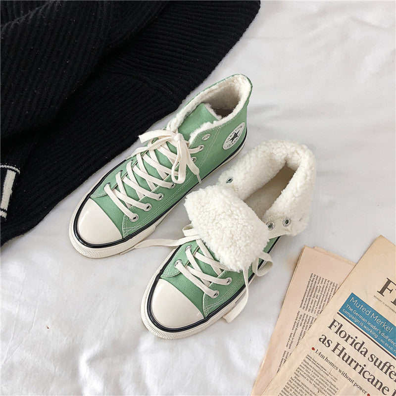 Men's Comfortable Winter Fleece-lined Warm Trendy Canvas Shoes