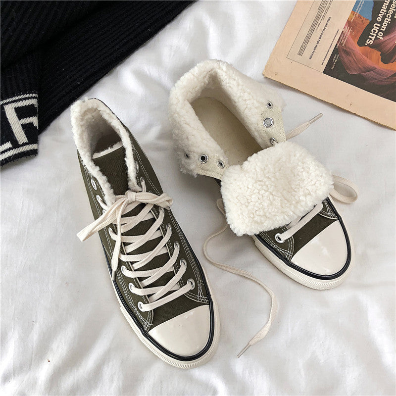 Men's Comfortable Winter Fleece-lined Warm Trendy Canvas Shoes