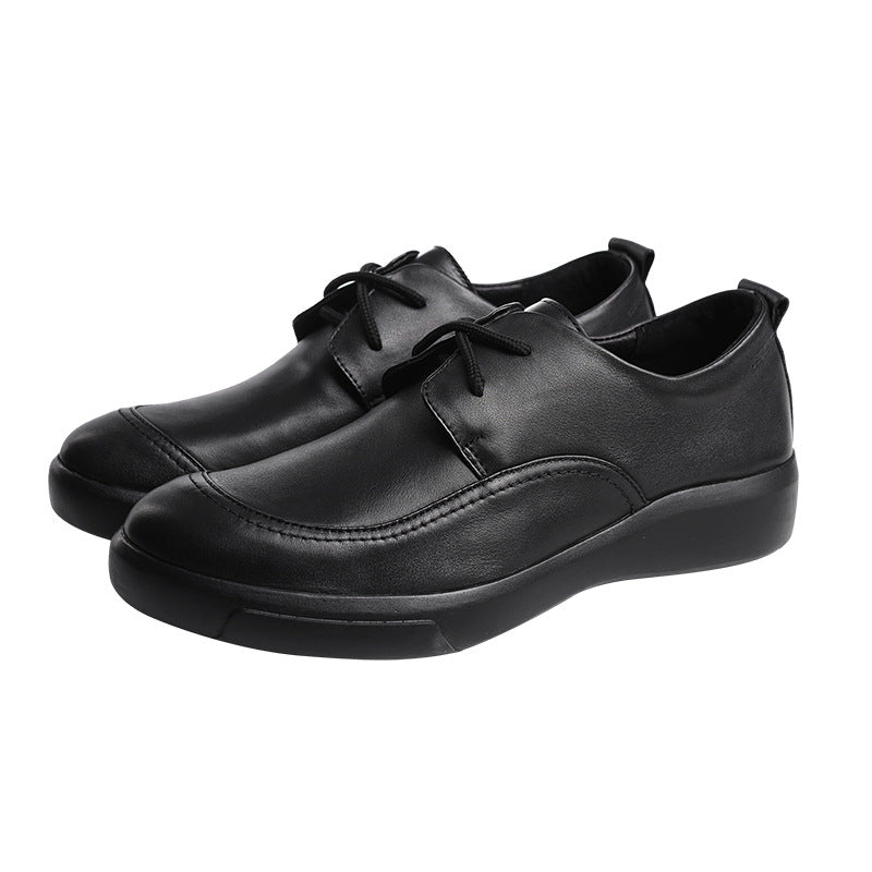 Men's Business Comfortable First Layer Cowhide Platform Flat Heels