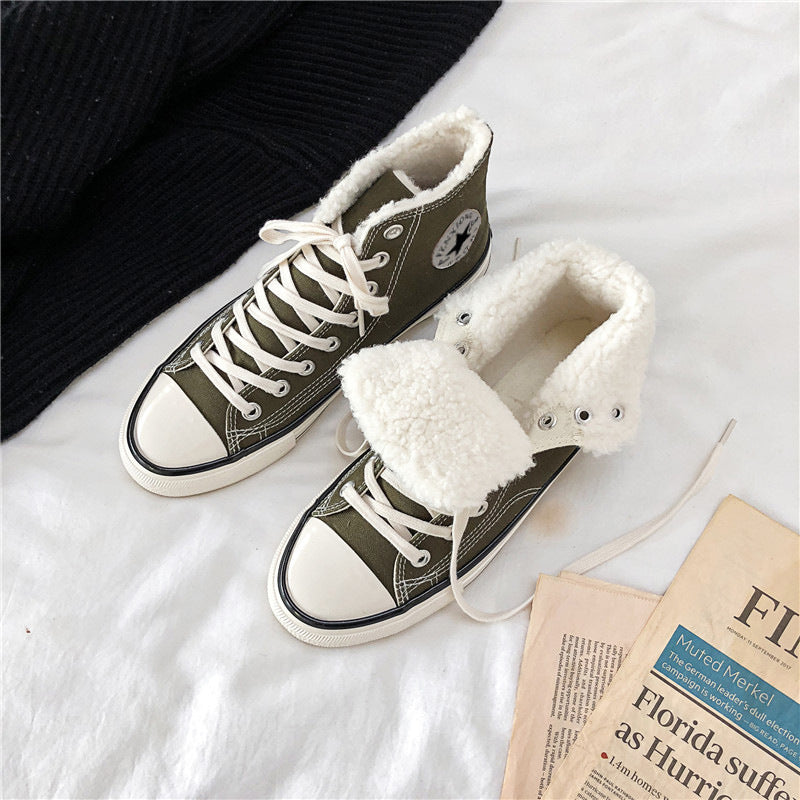 Men's Comfortable Winter Fleece-lined Warm Trendy Canvas Shoes