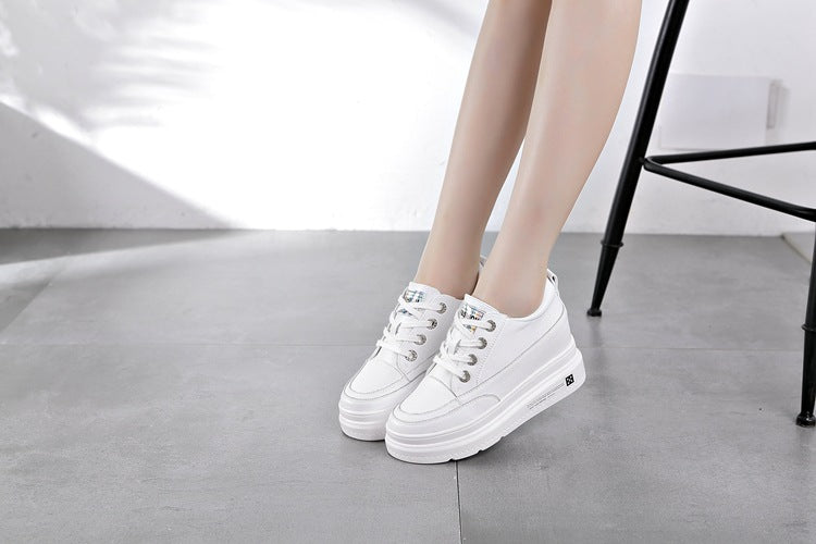 Women's Increasing Insole White Autumn Genuine Pumps Casual Shoes
