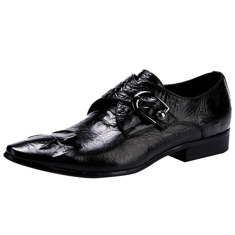 Men's Crocodile Pattern British Formal Wear Genuine Leather Shoes