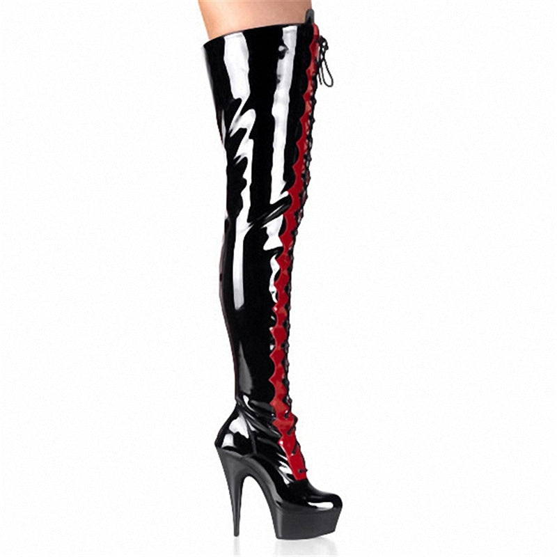 Women's Stage Front Over The Knee Bar Boots