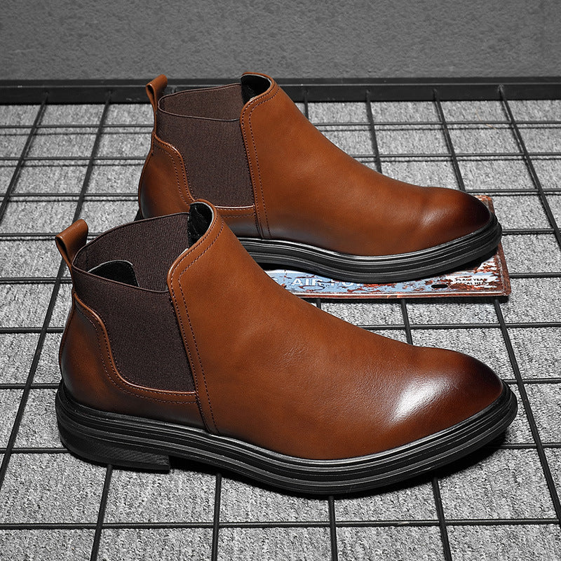Men's Size Pointed Chelsea British Slip-on Business Boots