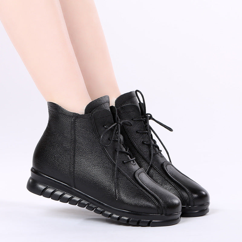 Mom Cotton First Layer Cowhide Warm Woolen Women's Shoes