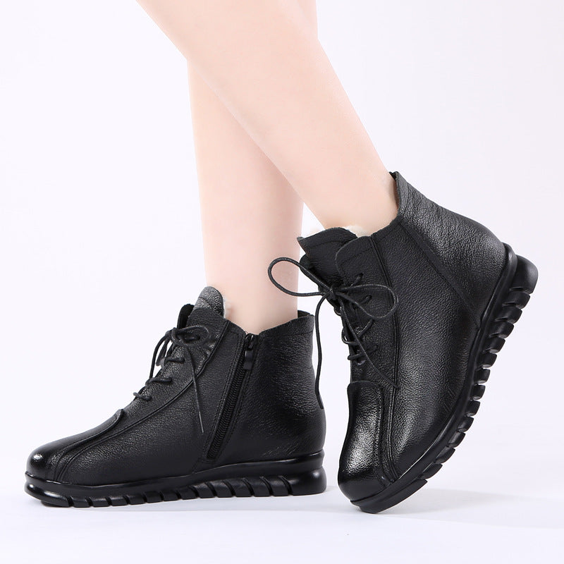 Mom Cotton First Layer Cowhide Warm Woolen Women's Shoes