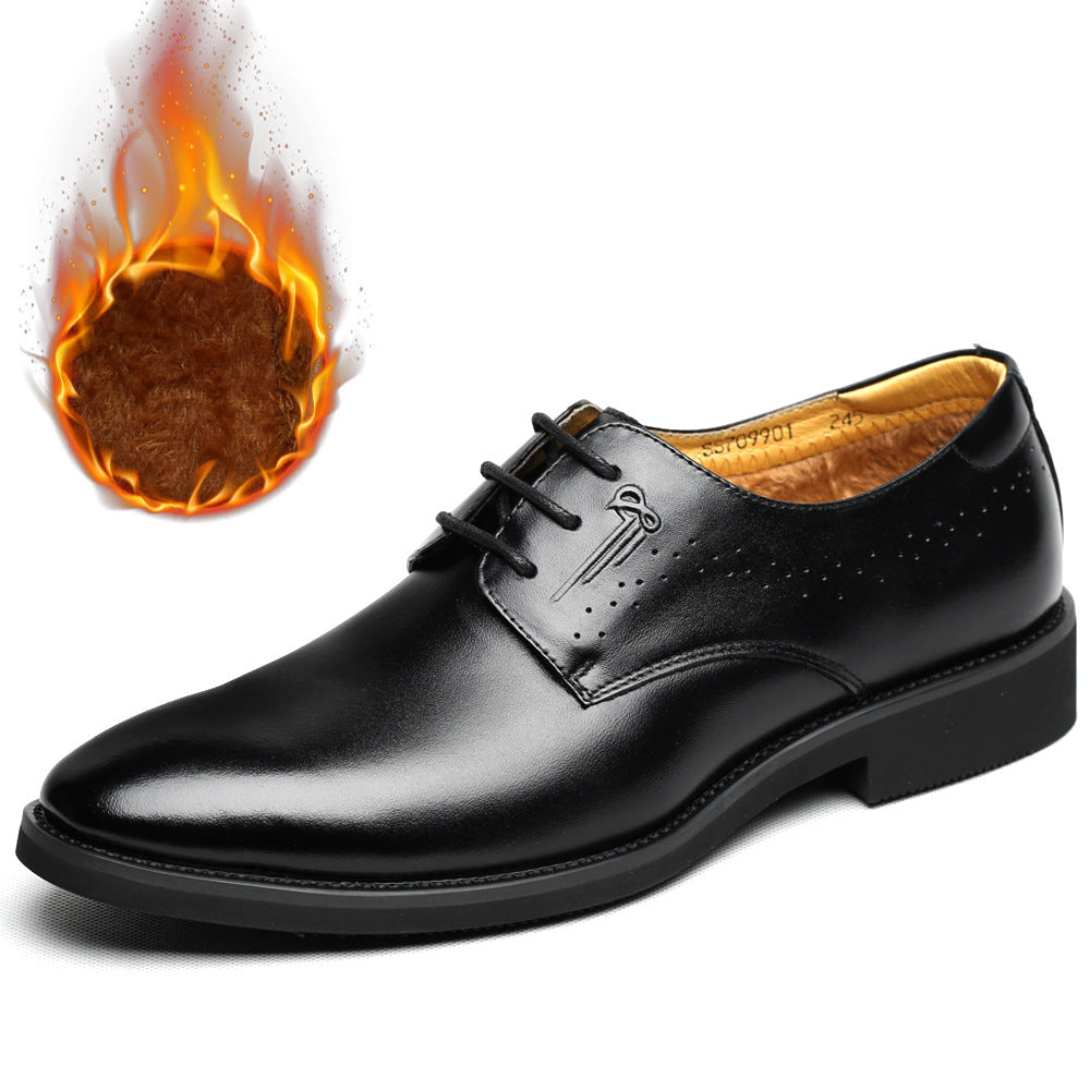 Men's Trendy Pointed Plus Size Black Style Leather Shoes