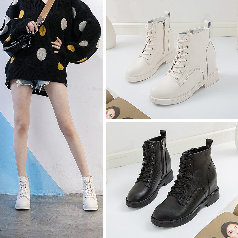Women's Increasing Martin Female Lace Up Chunky Ankle Thick-soled Boots