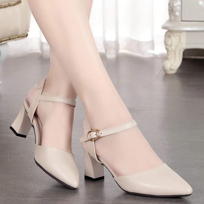 Women's High Buckle Chunky Soft Mother Closed Sandals