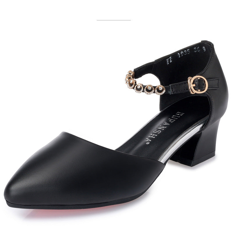 Women's Mid Toe Box Hollowed Buckle Chunky Plus Sandals