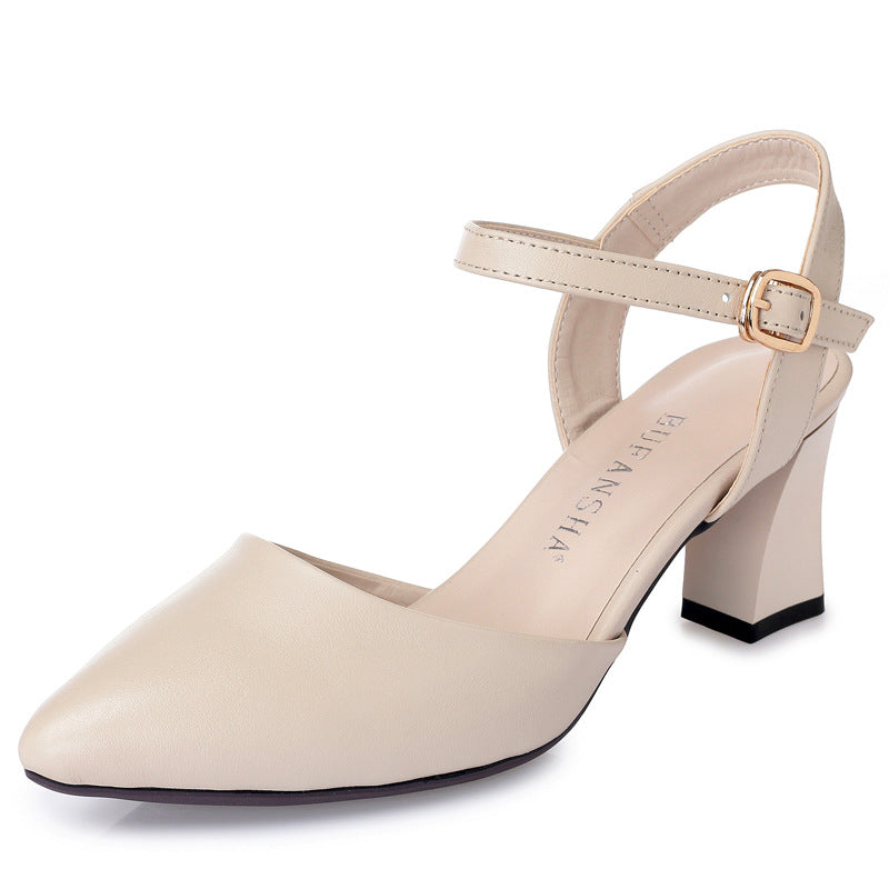 Women's High Buckle Chunky Soft Mother Closed Sandals