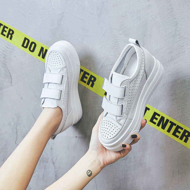 Women's Insole Muffin Cowhide Korean Style Fashion Casual Shoes