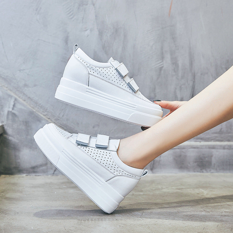 Women's Insole Muffin Cowhide Korean Style Fashion Casual Shoes