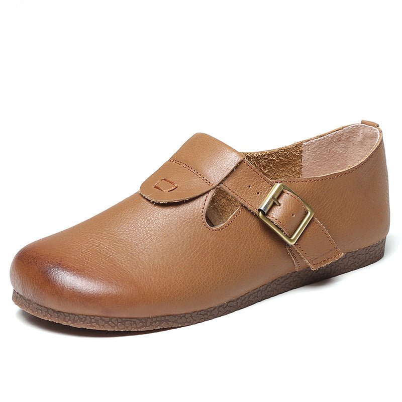 Handmade Genuine Pumps Shallow Mouth Artistic Soft Flat Bottom Casual Shoes