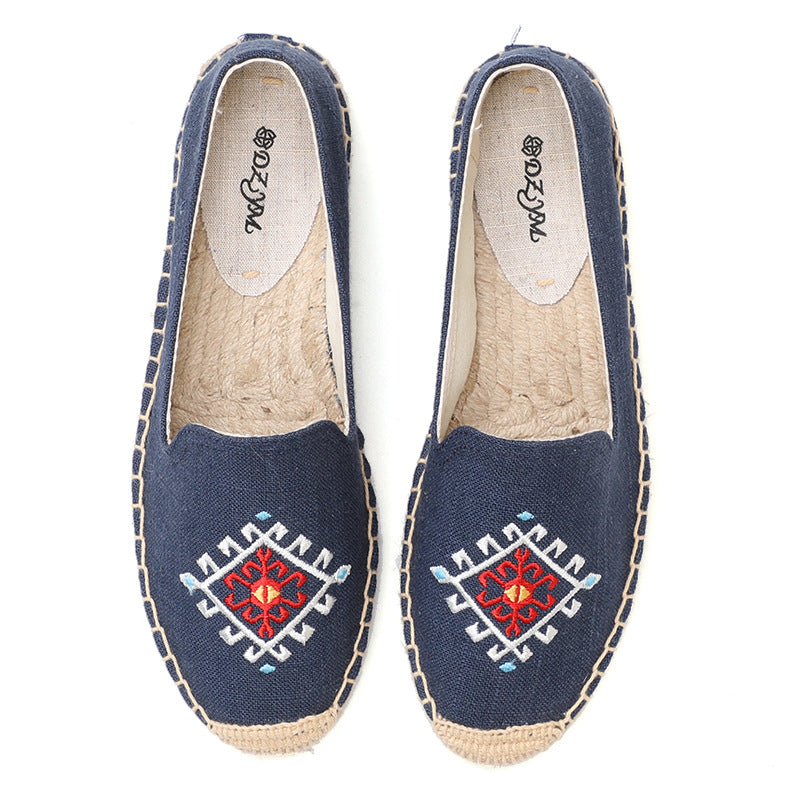 Women's Flat Classic Style Embroidered Slip-on Korean Canvas Shoes
