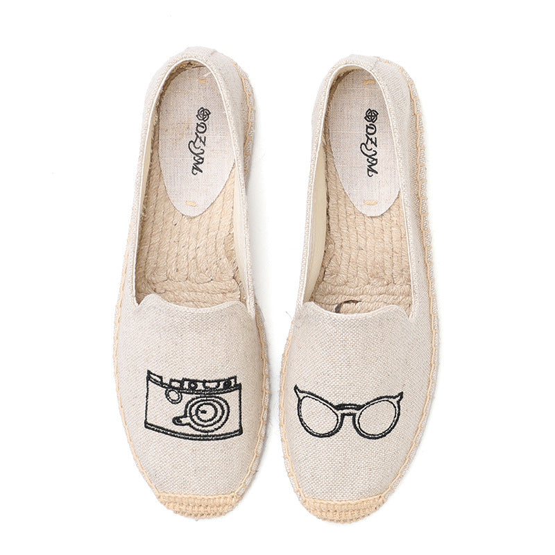 Women's Classic Style Fisherman Flat Spring Lazy Canvas Shoes