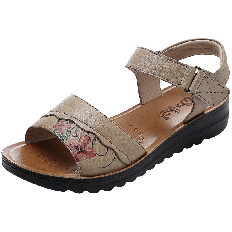 Women's Printed Velcro For The Old Soft Sandals