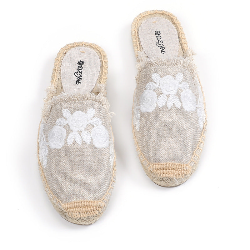 Women's Closed Toe Cotton Holiday Outdoor Embroidered Ethnic Slippers