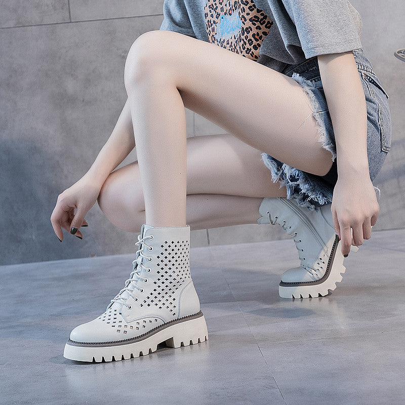 Women's Style Chunky Hole Genuine High Summer Sandals