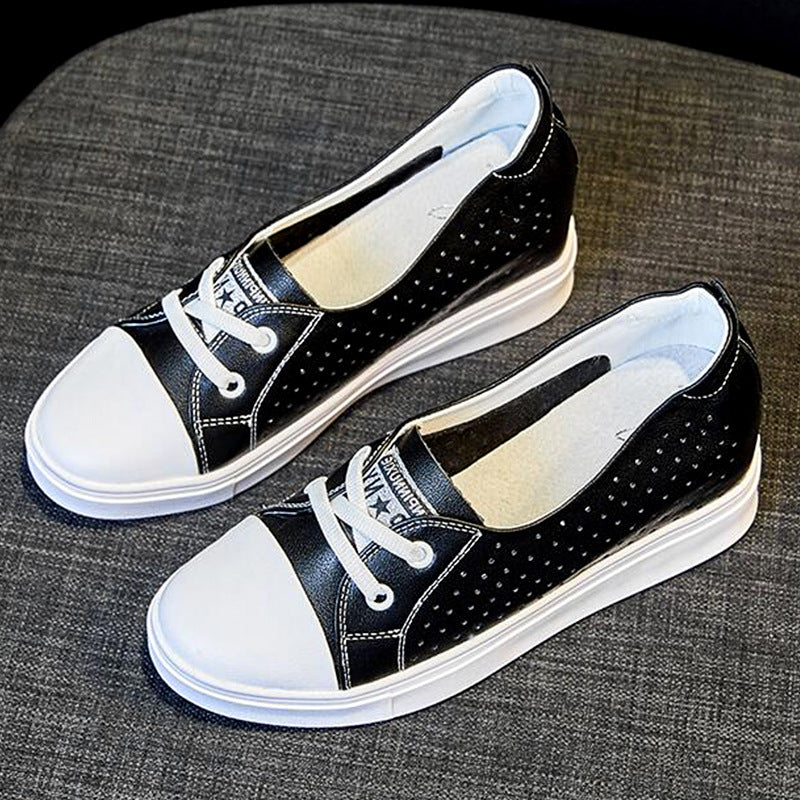 Women's Genuine Summer Hidden White Breathable Hollow Casual Shoes
