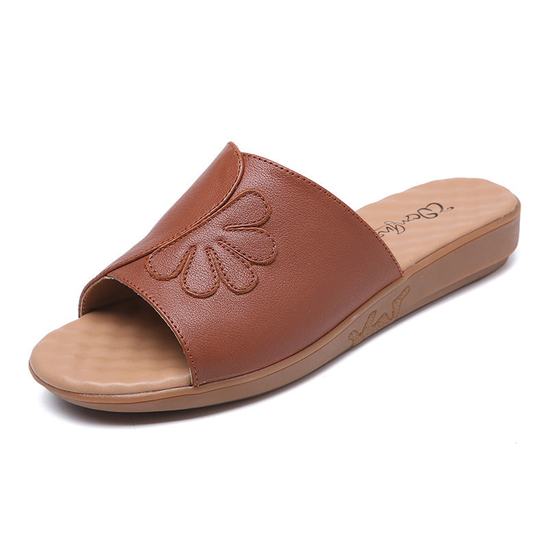 Women's Mom Genuine Flat Elderly For Outer Sandals