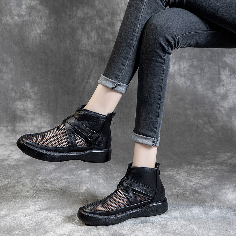 Women's Hollow Cross Mesh Ankle Soft Bottom Boots