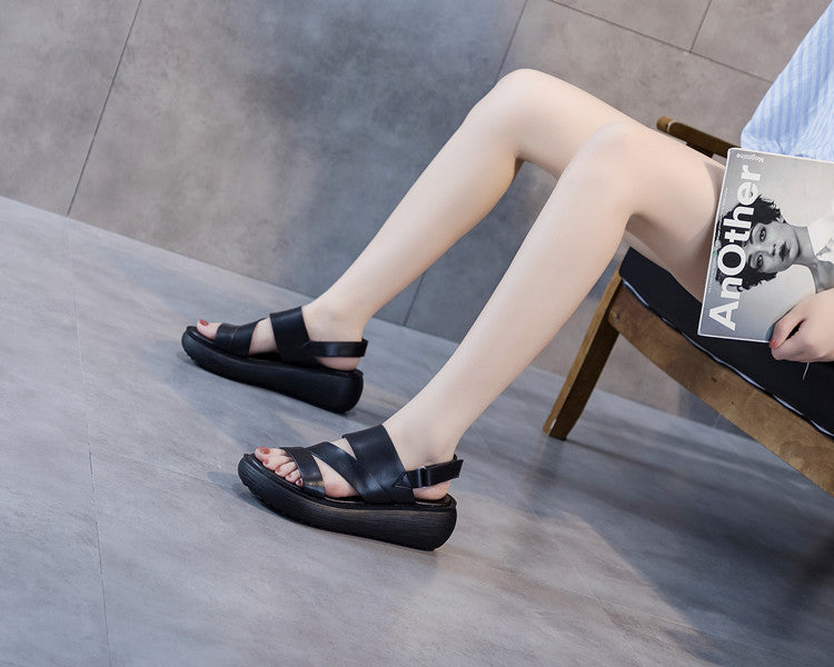Women's Fashion Flat Mid Open Toe Thick-soled Sandals