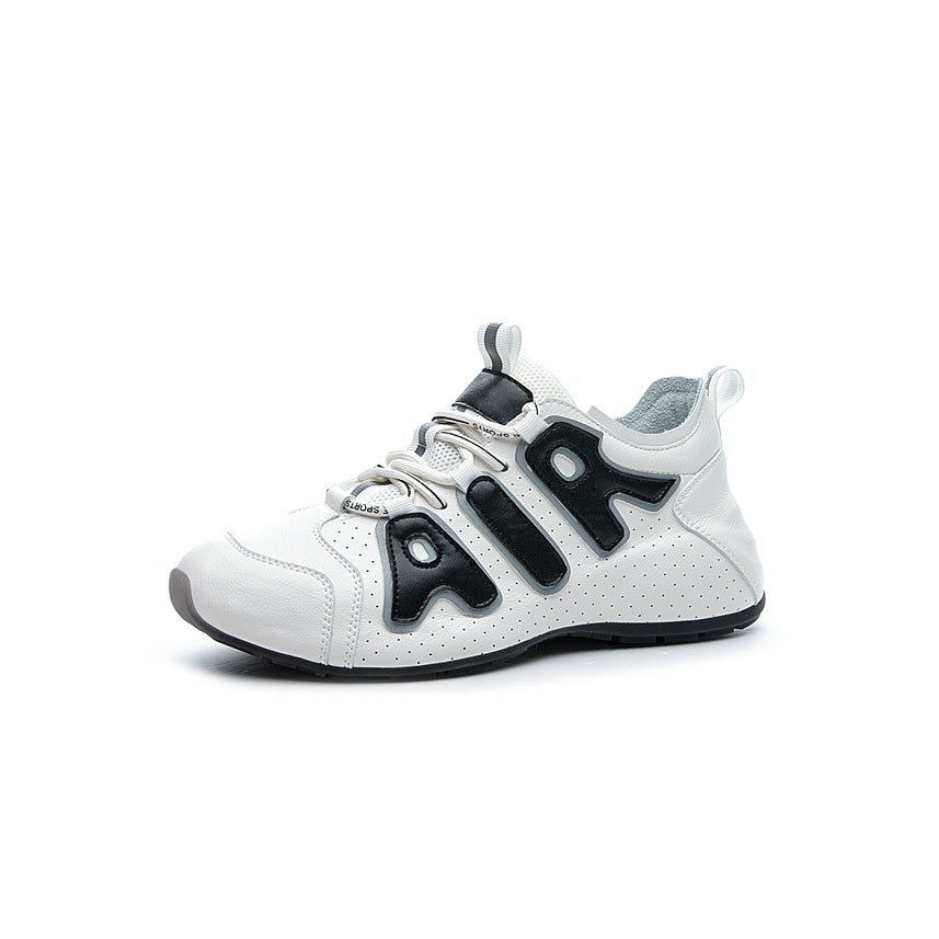 Women's & Men's Autumn Cowhide Thick Bottom Color Matching Casual Shoes