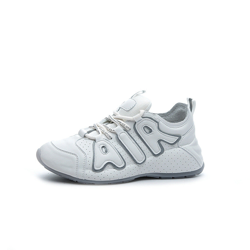 Women's & Men's Autumn Cowhide Thick Bottom Color Matching Casual Shoes