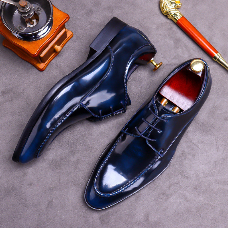 Men's Green Formal Driving Shiny Patent Leather Shoes