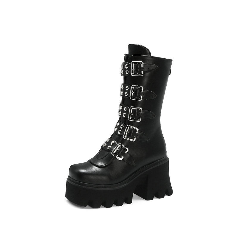 Women's High-heel Plus Size Thick Bottom Short Boots